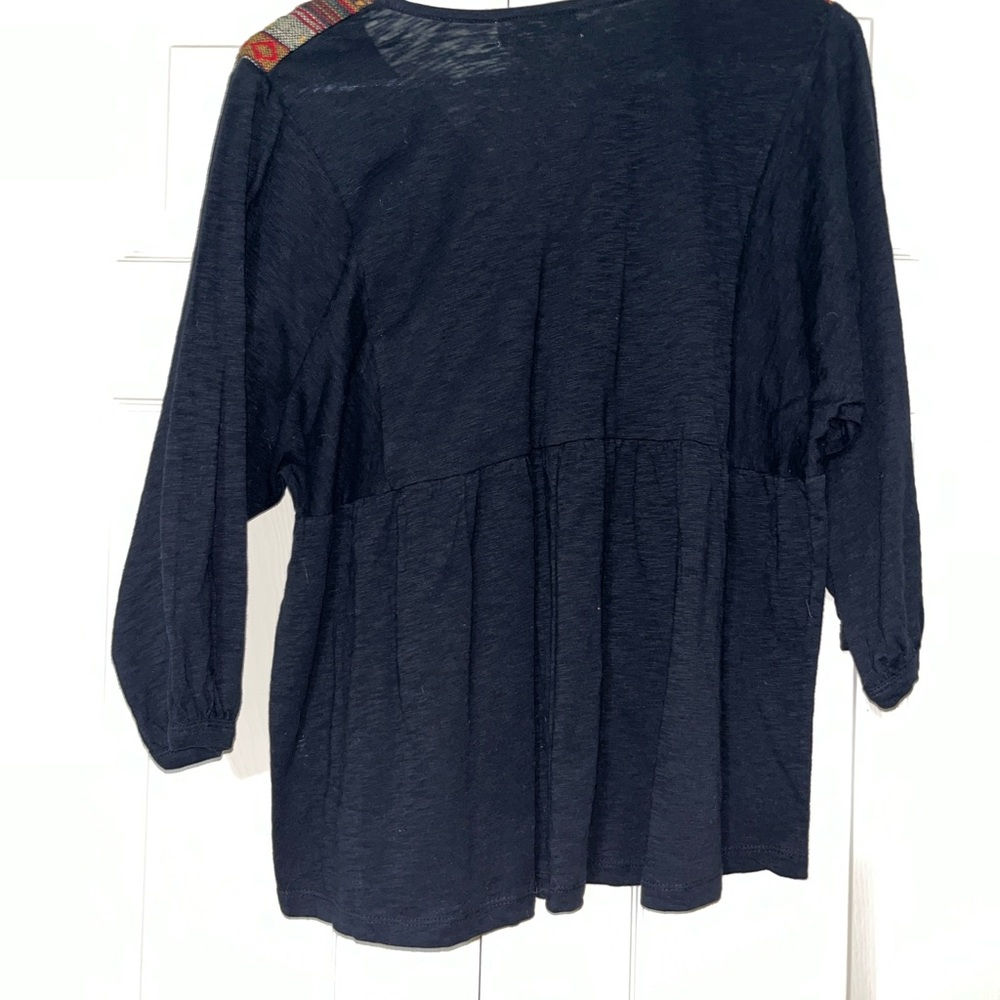 Black Women's Top with Embroidered Detail